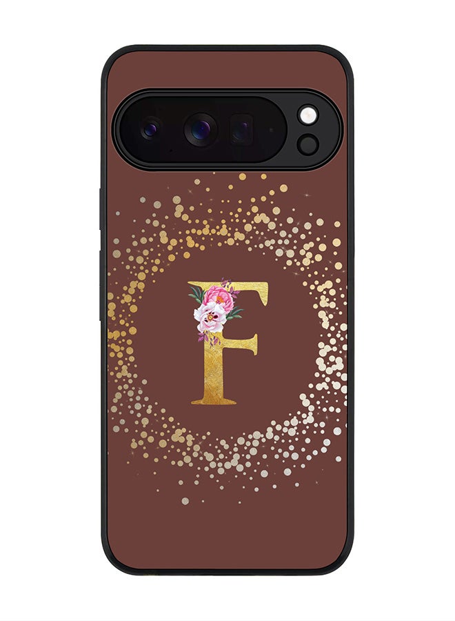 For Google Pixel 10 Pro XL Case,Slim fit Camera Protection, Shockproof Thin Phone cover  - Custom Monogram Floral - F  (Brown )